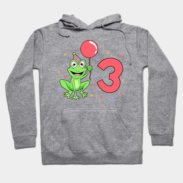 I am 3 with frog - kids birthday 3 years old Hoodie by Modern Medieval Design